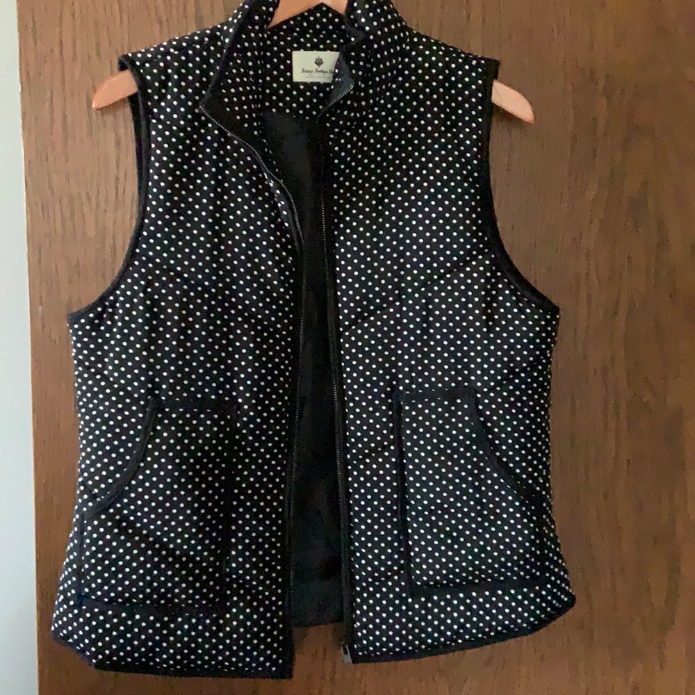 Betsy’s boutique shop black and white polkadot vest